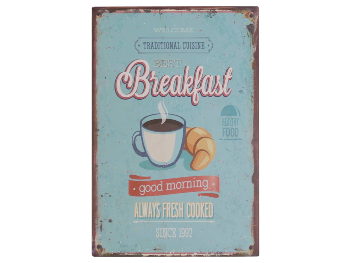 Küchenaccessoires Metallschild “Breakfast”