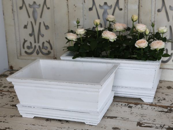 Blumenkasten Antik Weiß 2er Set