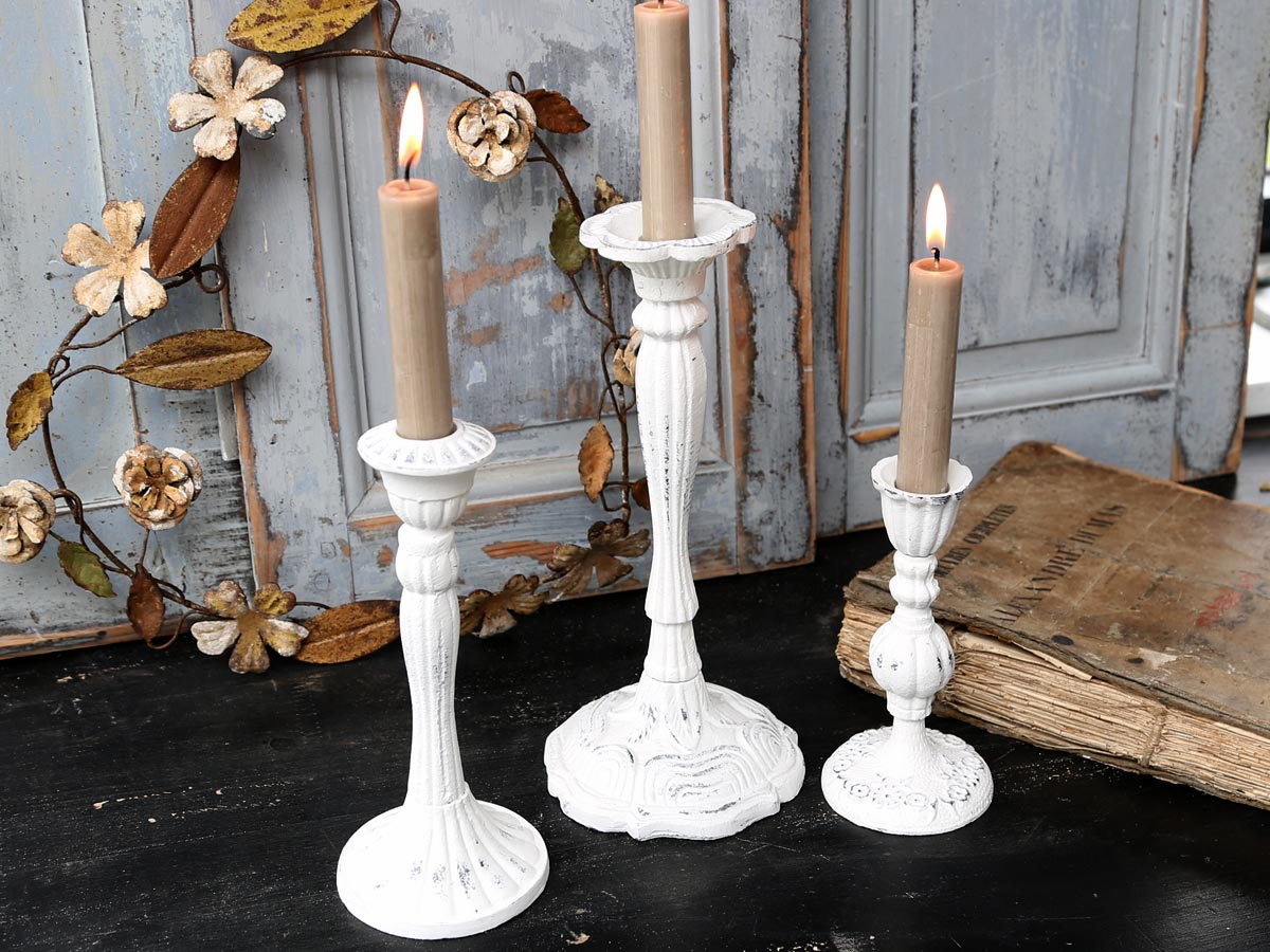 Kerzenständer Antik Weiß 2er Set