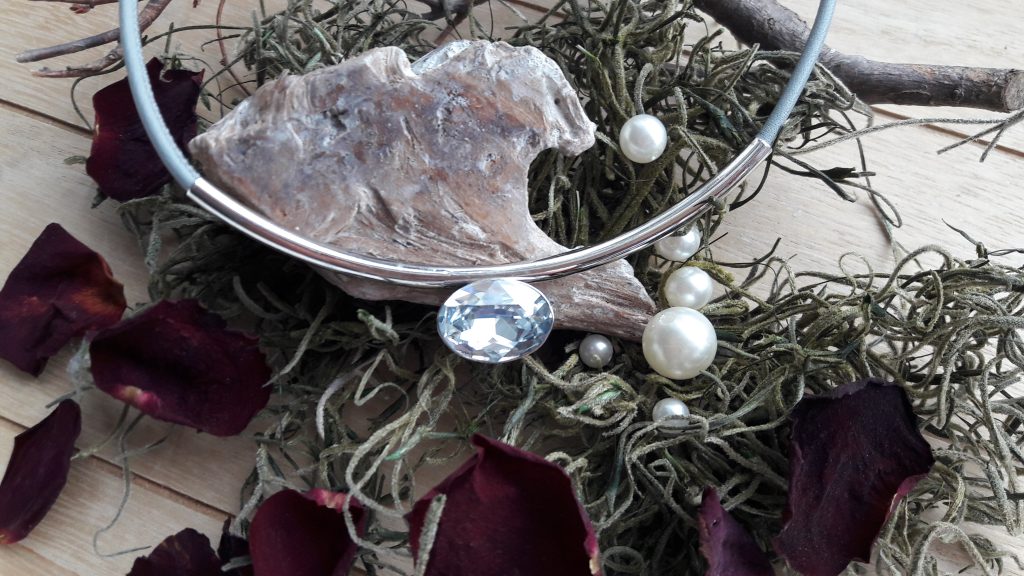 Modeschmuck Kette silber mit Stein