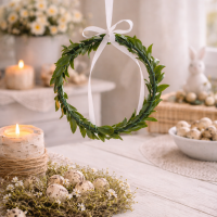 Geschenkidee: Deco Anhänger Shabby Chic Kranz mit weißer Schleife