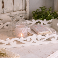 Küchenaccessoires Tablett mit Musterkante Antik Weiß