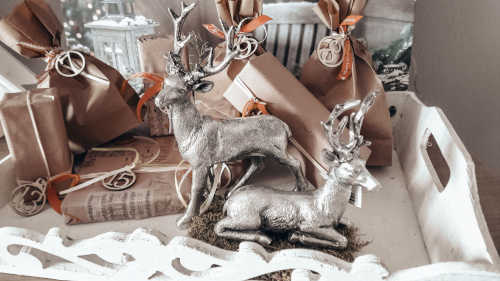 Deko-Hirsch 2er Set Silber Weihnachsdekoration: Deko-Hirsch 2er Set Silber
