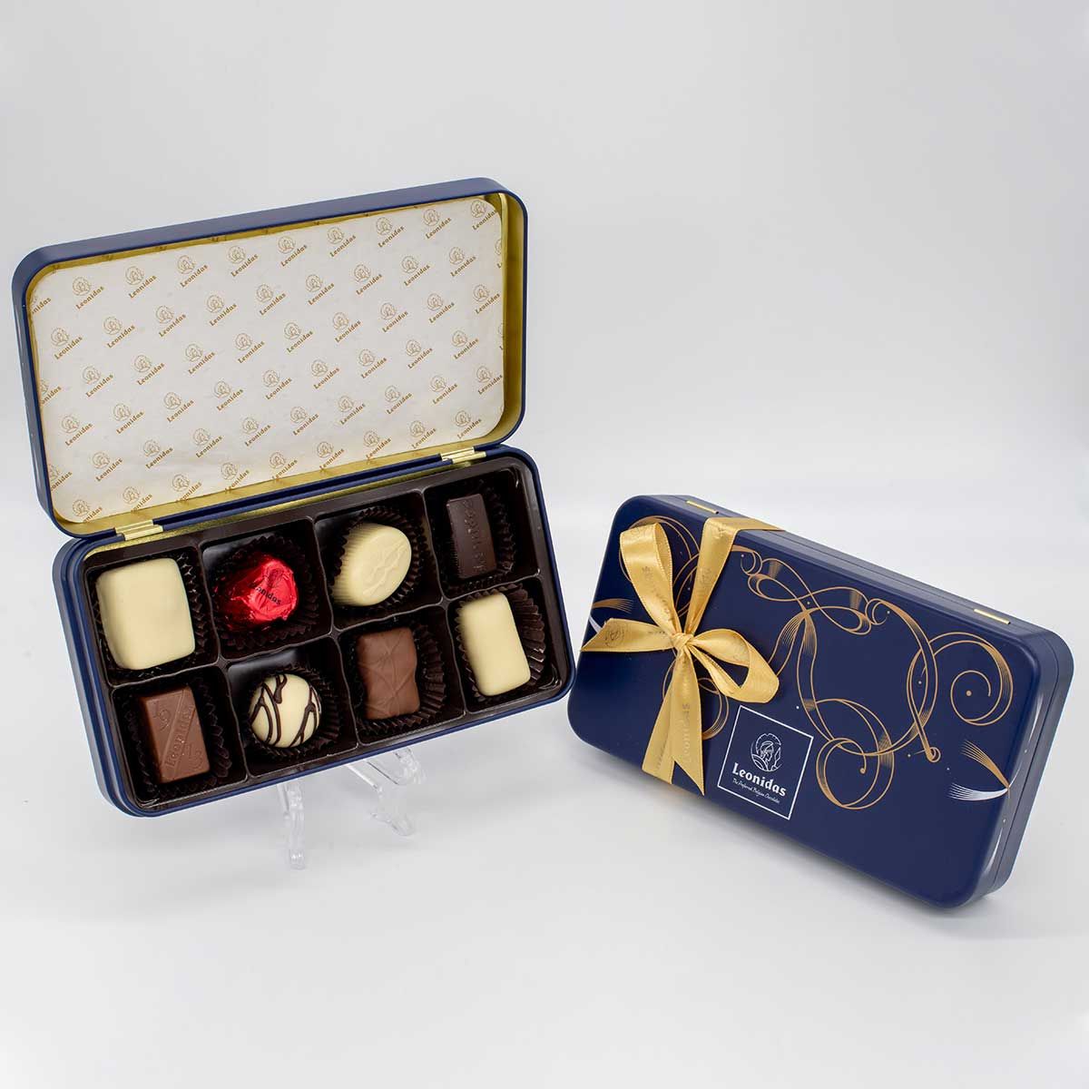 Leonidas Blaue Metall Präsentdose 130 Gramm 8 Pralinen Leonidas Blaue Metall Präsentdose 130 Gramm 8 Pralinen