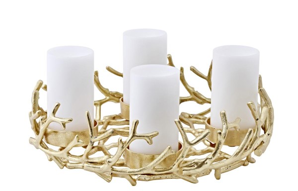 Adventskranz Porus, Geweih-Design, Gold Durchmesser 42 cm_0137 Adventskranz Porus, Geweih-Design, Gold Durchmesser 42 cm