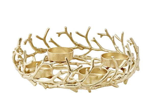 Adventskranz Porus, Geweih-Design, Gold Durchmesser 42 cm_1 Adventskranz Porus, Geweih-Design, Gold Durchmesser 42 cm