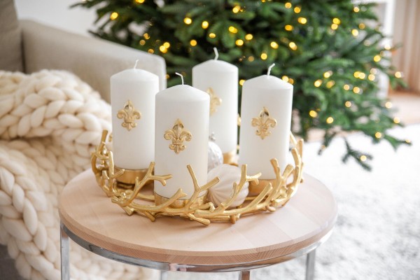 Adventskranz Porus, Geweih-Design, Gold Durchmesser 42 cm_3 Adventskranz Porus, Geweih-Design, Gold Durchmesser 42 cm