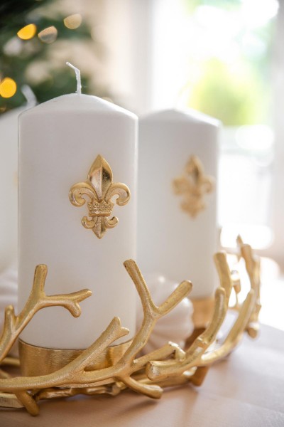 Adventskranz Porus, Geweih-Design, Gold Durchmesser 42 cm_4 Adventskranz Porus, Geweih-Design, Gold Durchmesser 42 cm