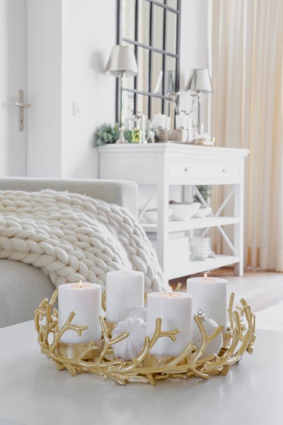 Adventskranz Porus, Geweih-Design, Gold Durchmesser 42 cm_6 Adventskranz Porus, Geweih-Design, Gold Durchmesser 42 cm