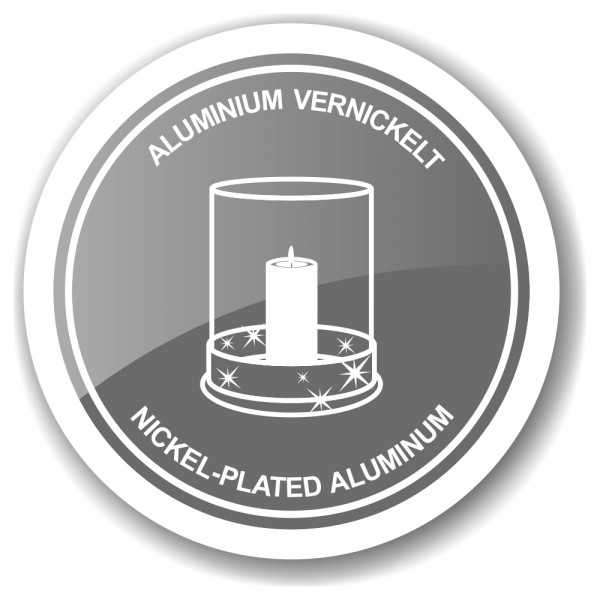 Alu-vernickelt Windlicht Kingston, Geweih-Design mit Glas Höhe 20 cm