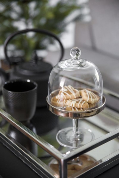 Bonboniere Glasdose Candy Bar auf Fuß Leos_2 Bonboniere Glasdose Candy Bar auf Fuß Leos, Kristallglas mit Platinrand