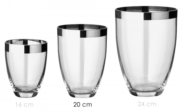 Vase Charlotte, Kristallglas mit Platinrand_1 Vase Charlotte, Kristallglas mit Platinrand