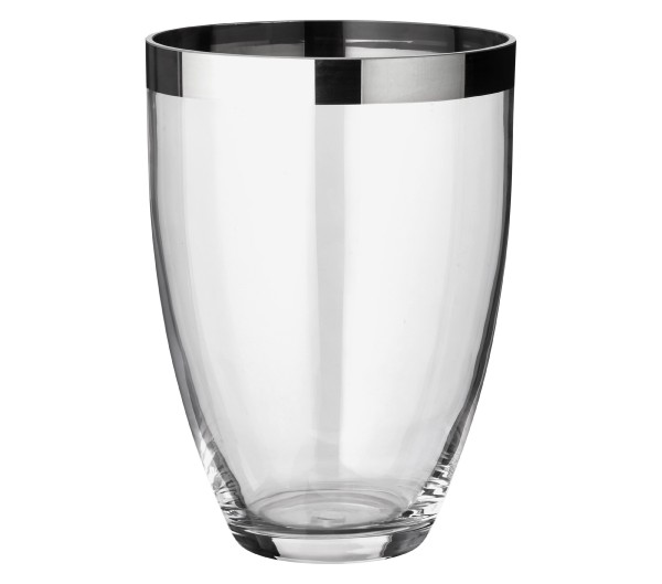 Vase Charlotte, Kristallglas mit Platinrand_1225 Vase Charlotte, Kristallglas mit Platinrand
