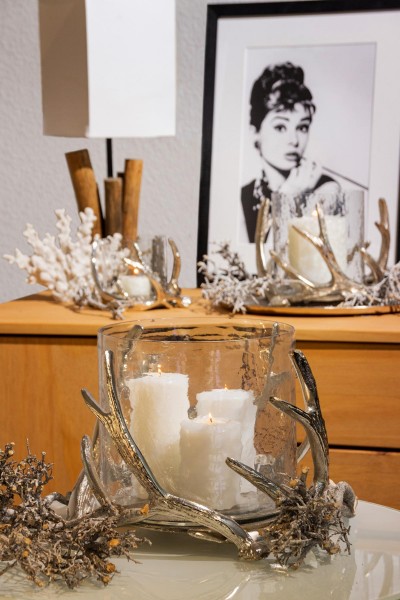 Windlicht Kingston mit Glas Geweih-Design Höhe 20 cm_2 Windlicht Kingston mit Glas Geweih-Design Höhe 20 cm