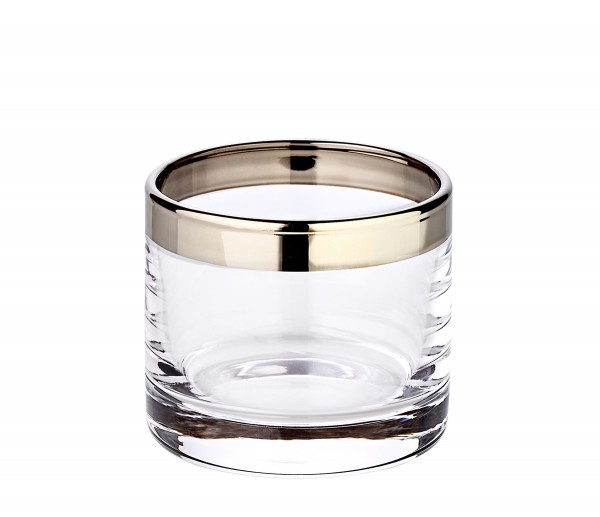 Windlicht Molly Kristallglas mit Platinrand Höhe 6 cm_1 Windlicht Molly Kristallglas mit Platinrand Höhe 6 cm