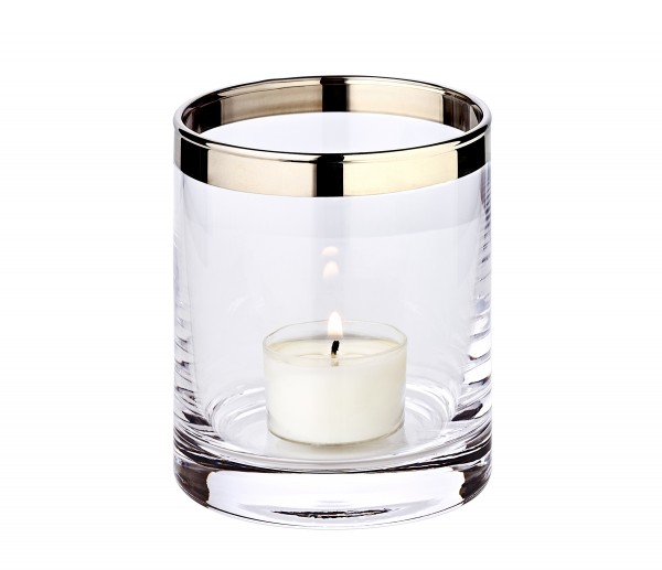 Windlicht Molly, Kristallglas mit Platinrand, Höhe 8,5 cm Windlicht Molly  Kristallglas mit Platinrand, Höhe 8,5 cm