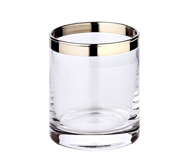 Windlicht Molly, Kristallglas mit Platinrand, Höhe 8,5 cm_1 Windlicht Molly  Kristallglas mit Platinrand, Höhe 8,5 cm