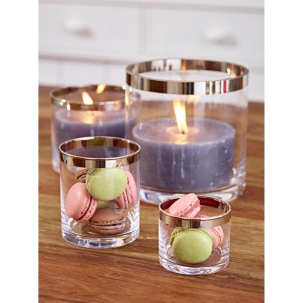 Windlicht Molly, Kristallglas mit Platinrand, Höhe 8,5 cm_3 Windlicht Molly  Kristallglas mit Platinrand, Höhe 8,5 cm