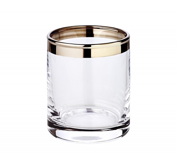 Windlicht Molly, mundgeblasenes Kristallglas mit Platinrand, Höhe 8 cm, _1 Windlicht Molly  Kristallglas mit Platinrand, Höhe 8 cm