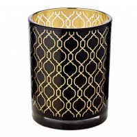 Windlicht Teelichtglas Kerzenglas Raute, schwarz, Höhe 13 cm