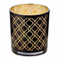 Windlicht Teelichtglas Kerzenglas Raute, schwarz, Höhe 8 cm
