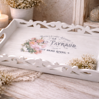 Küchenaccessoires Tablett mit Muster Antik Weiß